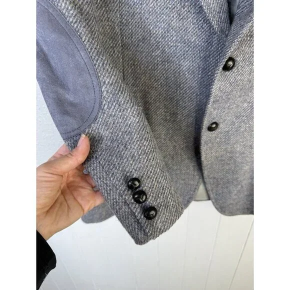 VTG Pendleton Blazer Men's 44 Wool Blue Gray USA 70s Western Yoke Elbow Patch - Picture 6 of 15